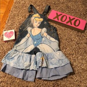 EUC-Custom Boutique Cinderella jean Capri romper
